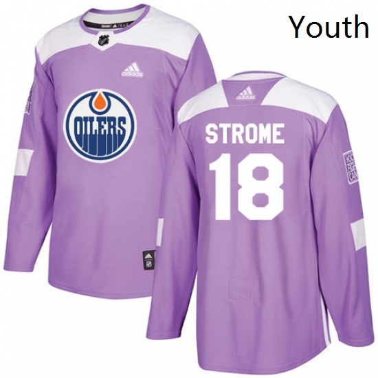Youth Adidas Edmonton Oilers 18 Ryan Strome Authentic Purple Fights Cancer Practice NHL Jersey